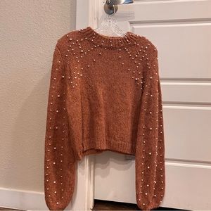 URBAN OUTFITTERS | UO Pearl Balloon Sleeve Sweater SIZEXS in pink